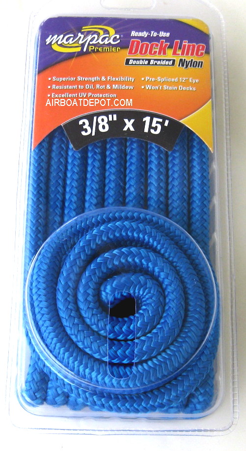 3/8 X 15' Double Braided Non-Staining Nylon Dock Rope, Pre