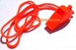 SAFETY WHISTLE W/Lanyard & Ring, Pea-less, Orange, Meets U.S.C.G. Requirements On Inland Boats Under 5 Meters, Each
