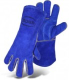 BOSS® 1JL0939K Blue Foam Insulated Welder Gloves, Extra Heat Protection, Split Cowhide Leather, Gunn Cut, Reinforced Wing Thumb, Fully Lined & Full Welting, Size: Large, Price Per Pair