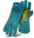 BOSS® 1JL0946K Green Welder Gloves, Split Cowhide Leather, Gunn Cut, Wing Thumb With Reinforced Strap, Fully Lined & Full Welting, Size: Large, Price Per Pair