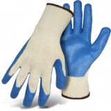 BOSS® 1SR8429 Blue Latex Coated Palm Natural String Knit Gloves, Cotton/Poly Blend, Med Weight, Knit Wrist, Textured Grip Available Sizes: M, L & XL, Price Per Pair
