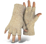 BOSS® 244LL Trail Wise® Half Finger Rag Tweed Wool Gloves, Ribbed Knit, Knit Wrist, Large Only, Per Pair