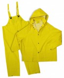 BOSS® 3PR0290Y 3 Piece Water Proof 35mm Poly Lined Rain Suit W/Detachable Hood & Snap Pockets, Yellow, Available Sizes: S, M, L & XL, Priced Each