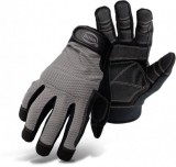 BOSS® 5204 Mechanic/Mesh Back, Synthetic Leather, Adj. Wrist Gloves, Double Stitched in High Wear Areas, Elastic Spandex Back, Padded Knuckle, Terry Towel Wipe Patch, Wing Thumb, Sizes: M, L & XL, Price Per Pair