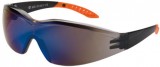 BOSS® Blue Mirror Poly Lens Safety Glasses, Wrap Around, UV Protection, Meets ANSI Z87, One Size Fits All, Each