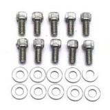 R6040B Chrome Timing Chain Cover Bolts & Washers 1/4"-20 x 3/4" Allen Head, For Aluminum Covers, SB or BB Chevy (10 Per Bag)