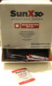 SUN-X H4014 Sunscreen Lotion Pouches, 30 Spf, UVA/UVB, PABA Free, .25 Oz (7 Grams), 50 Individual Wrapped Per Dispenser Box, Price Per Box
