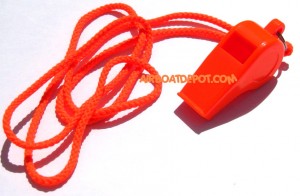 SAFETY WHISTLE W/Lanyard & Ring, Pea-less, Orange, Meets U.S.C.G. Requirements On Inland Boats Under 5 Meters, Each