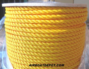 3/8" DIA. X 600' Spool, 3 Strand Twisted 100% Monofilament Polypropylene Rope, Yellow, Each