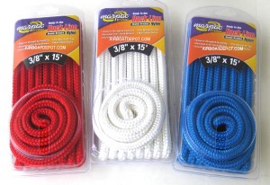 3/8" X 15' Double Braided Non-Staining Nylon Dock Rope, Pre-Spliced For 12" Eye, Color Choices Vary, Each