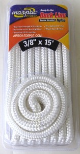 3/8" X 15' Double Braided Non-Staining Nylon Dock Rope, Pre-Spliced For 12" Eye, Color Choices Vary, Each