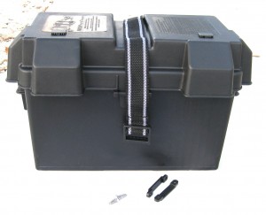 NOCO® LARGE MARINE BATTERY BOX, HD, Black, Snap Top, Adjustable, w/ Strap, Top Covered Vents, Fits Groups 24-31 Battery Series, Each