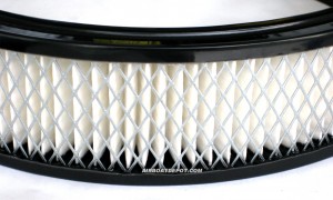 C221382 Chrome Plated Steel 10" x 2" Muscle Car Style Air Cleaner Set, Fits 5-1/8" Carb Neck, Paper Element & Raised Base W/Breather Tube, Price Per Set