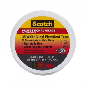 3M® SCOTCH Professional Grade Vinyl Electrical Tape 35, UV Protection, 3/4" x 66' Roll, Red or White, Sold Each