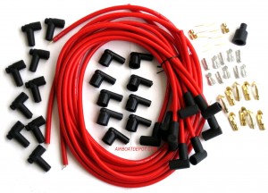 Spark Plug Wire Set, Red, Boot/Plugs, 8.5mm 90º, Rated at 600ºF, Universal For Most American V8 Vehicles, Price Per Set